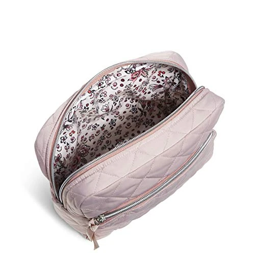 Vera Bradley Women's Performance Twill Large Cosmetic Makeup Organizer Bag, Dover Mauve, One Size 4 Vera Bradley Women's Performance Twill Large Cosmetic Makeup Organizer Bag, Dover Mauve, One Size - Image 2
