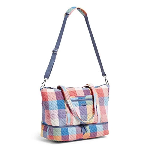 Vera Bradley Cotton Deluxe Tote Travel Bag, Tropics Plaid 7 Vera Bradley Cotton Deluxe Tote Travel Bag, Tropics Plaid - Image 5