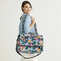 Vera Bradley Signature Cotton Deluxe Tote Travel Bag, Happy Blooms 9 Vera Bradley Signature Cotton Deluxe Tote Travel Bag, Happy Blooms -Fashion Bag Store 51 gSv INML