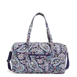 Vera Bradley Women's Cotton Lay Flat Travel Duffle Bag, French Paisley, One Size