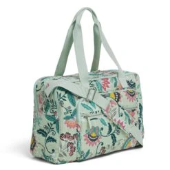 Vera Bradley Signature Cotton Deluxe Weekender, Mint Flowers -Fashion Bag Store 81VzQPP58UL