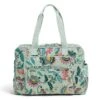 Vera Bradley Signature Cotton Deluxe Weekender, Mint Flowers 1 Vera Bradley Signature Cotton Deluxe Weekender, Mint Flowers -Fashion Bag Store 81hOIE 2BIU1L