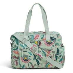 Vera Bradley Signature Cotton Deluxe Weekender, Mint Flowers -Fashion Bag Store 81khNRy1SNL